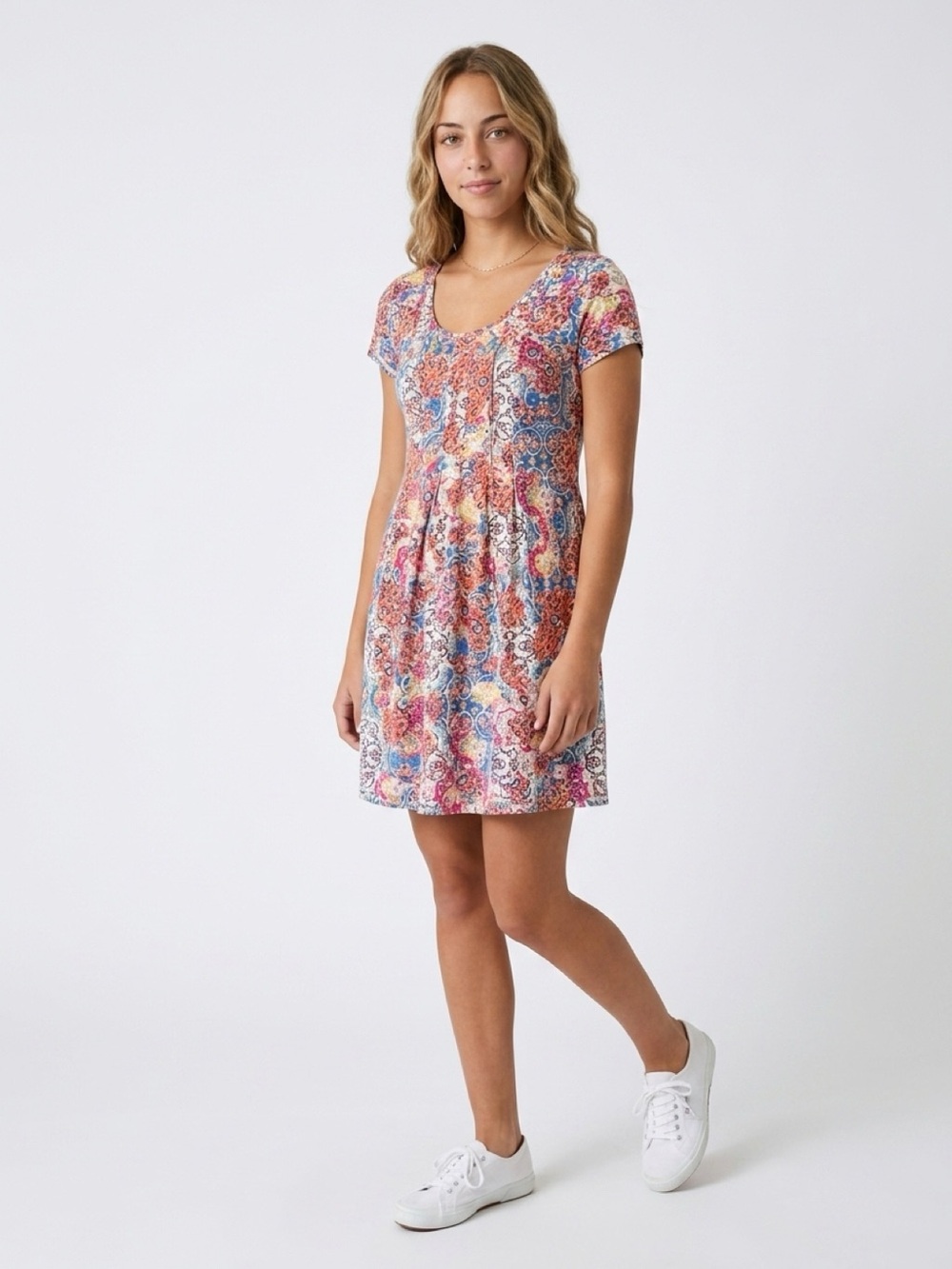 Kim Rogers Dress Womens Size M Multicolor Floral Paisley Fit & Flare Knee